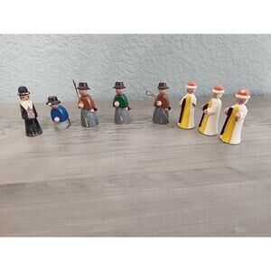 Vtg Erzgebirge Wooden 8 Miniature Figurines Nativity Wisemen Shepherd People